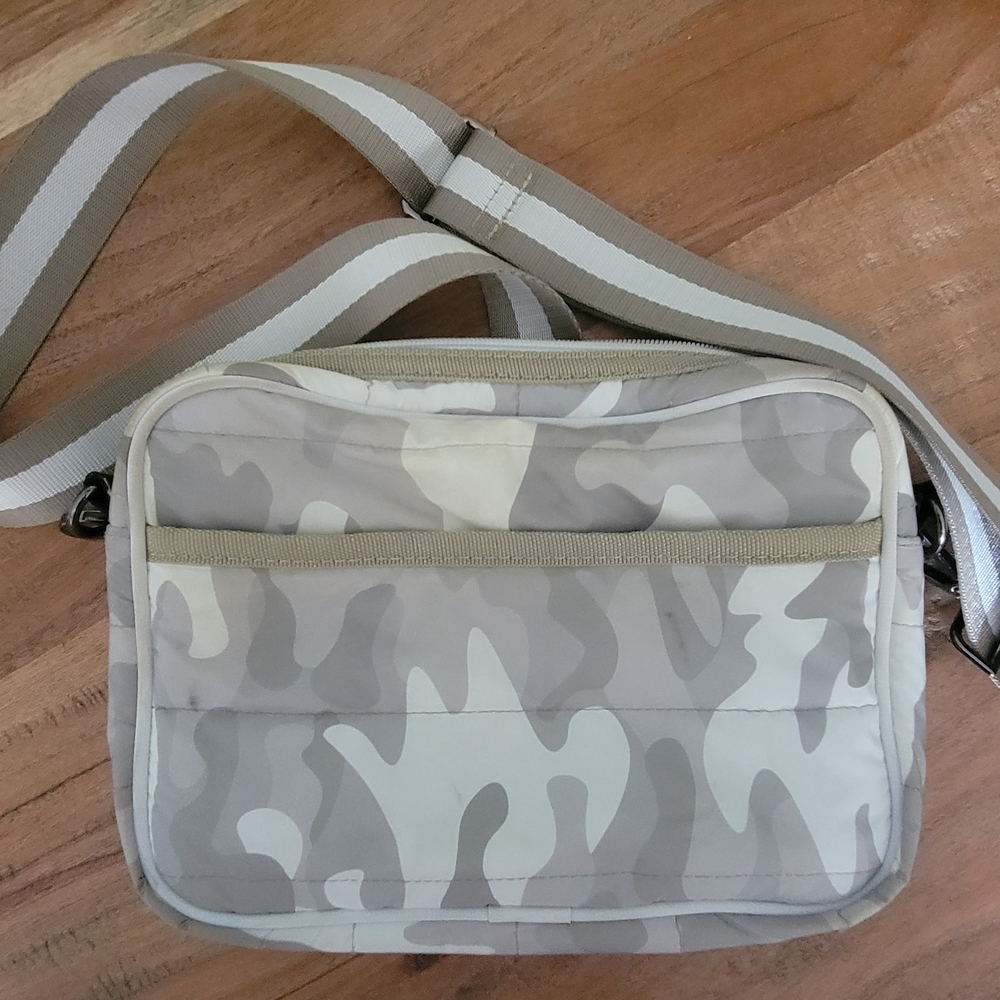 HAUTE SHORE Gray and Cream Camouflage Crossbody Bag